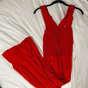 Women’s Smocked Criss Cross Red Maxi Dress Size Medium